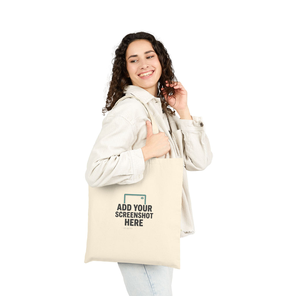 Custom Photo & Text Cotton Canvas Tote Bag — Personalized Message, Meme & Screenshot Printable